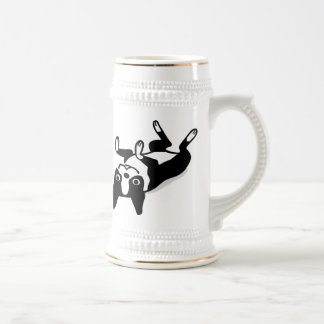 Caneca De Cerveja Cão preto e branco engraçado bonito de Boston