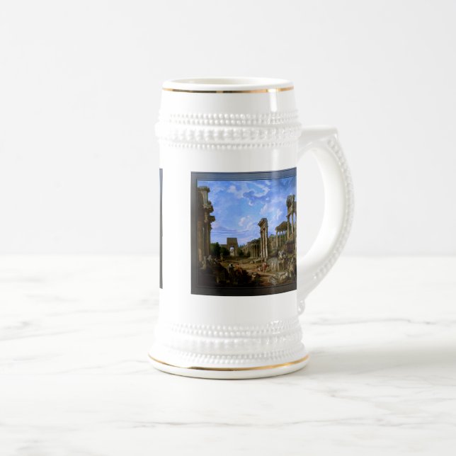Caneca De Cerveja Capriccio do Fórum Romano de Giovanni Pannini (Frente Esquerda)