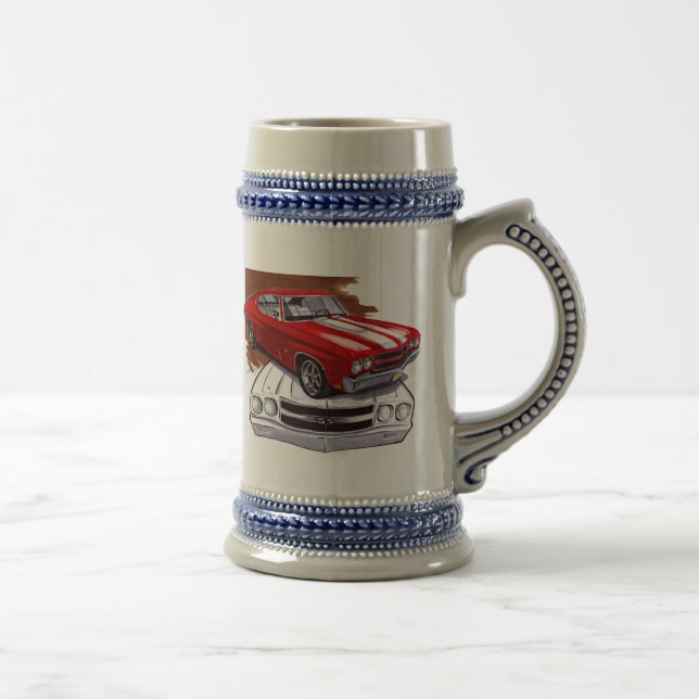 Caneca De Cerveja Carro 1970 Vermelho-Branco de Chevelle (Direita)