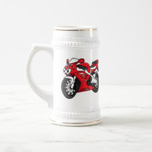 Caneca De Cerveja Cartografia de motocicleta vermelha-branca