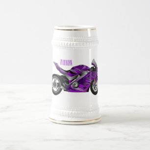 Caneca De Cerveja Cartografia de motocicletas de esporte roxo