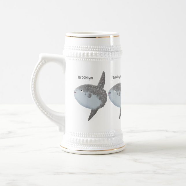 Caneca De Cerveja Cartografia fofa mola de peixe-sol oceânico (Esquerda)