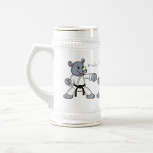 Caneca De Cerveja Cartoon bonito rhino kung fu