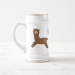 Caneca De Cerveja Cartoon castanho-branco e bonito