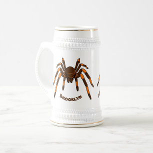Caneca De Cerveja Cartoon de aranha-do-marrom e-laranja-acastanhado