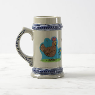 Caneca De Cerveja Cartoon galinha rústico