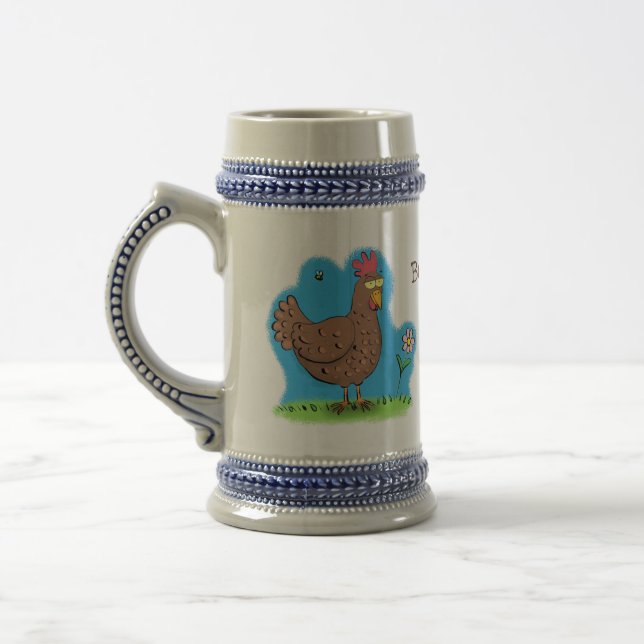 Caneca De Cerveja Cartoon galinha rústico (Esquerda)