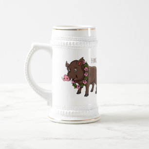 Caneca De Cerveja Cartoon selvagem e flores