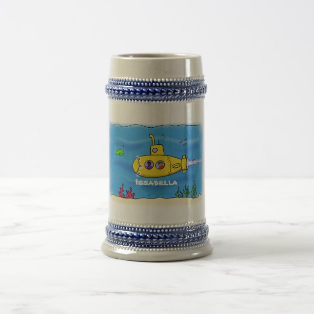 Caneca De Cerveja Cartoon submarino feliz (Centro)