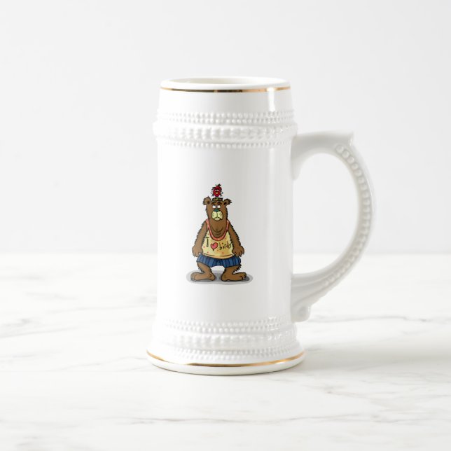 Caneca De Cerveja Cartoon Urso marrom de pé nas costas (Direita)