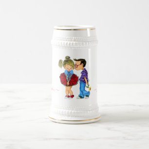 Caneca De Cerveja Casal Romântico - Amor - Eu Amo-Te - Beijo