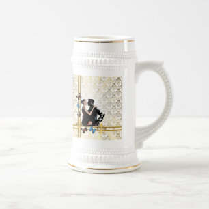 Caneca De Cerveja Casal romântico no damasco branco