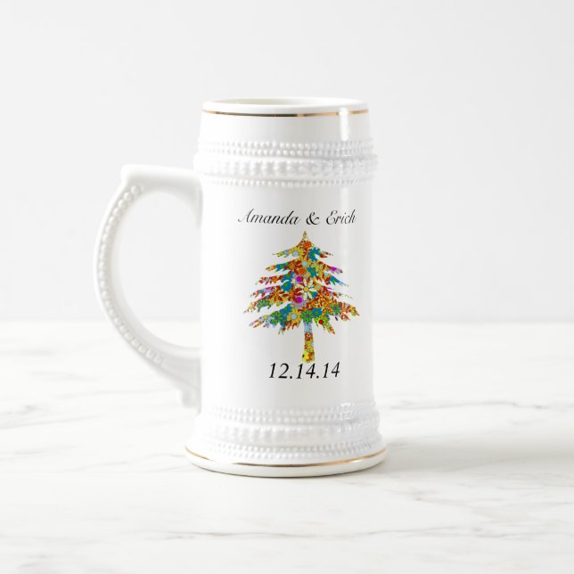 Caneca De Cerveja Casamento com Floresta de Pinheiros Encantada (Esquerda)