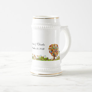 Caneca De Cerveja Casamento Encantado do Branch do Lado da Floresta