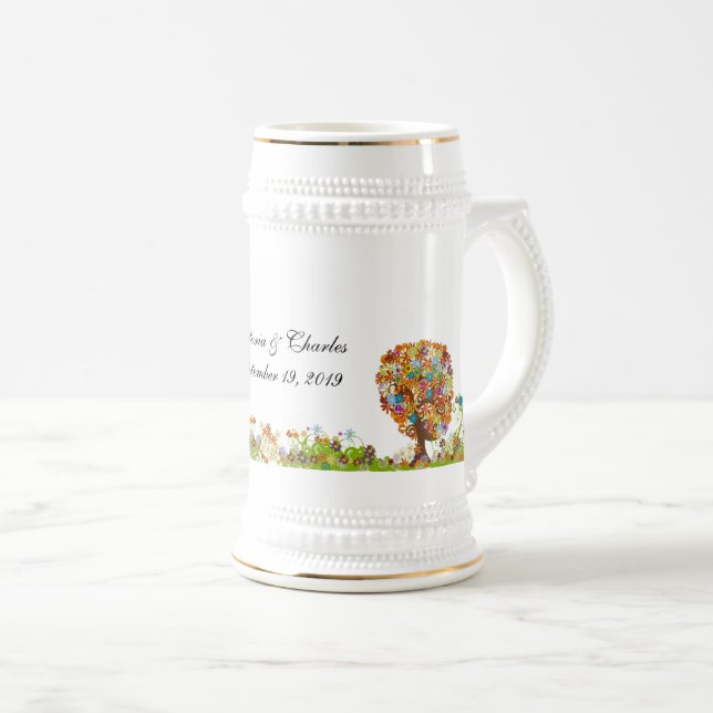 Caneca De Cerveja Casamento Encantado do Branch do Lado da Floresta (Frente Esquerda)