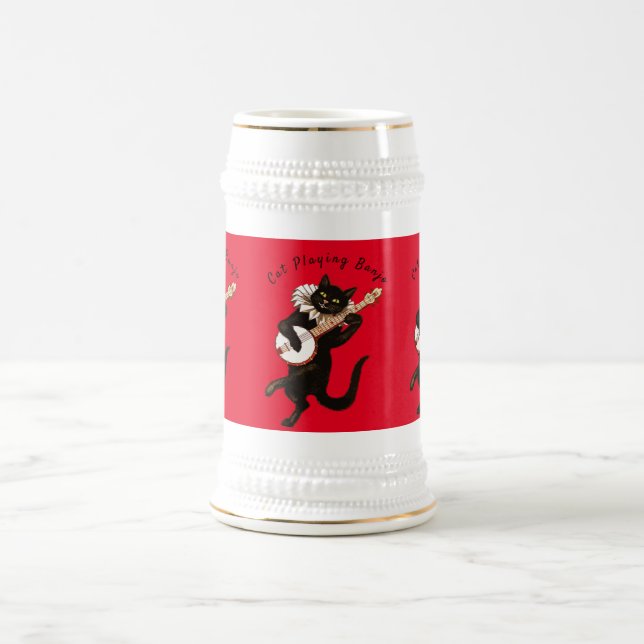 Caneca De Cerveja Cat tocando Banjo Thunder_Cove (Centro)