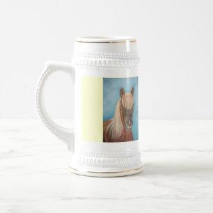 Caneca De Cerveja cavalo da égua da castanha com arte eqüino da ju