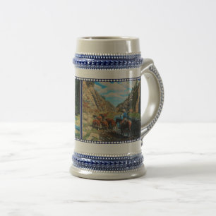 Caneca De Cerveja Cavalo do rancho, Hereford, gado preto de Angus,