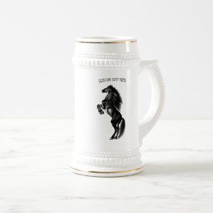 Caneca De Cerveja Cavalo Preto - Desenho - Adicione Seu Texto