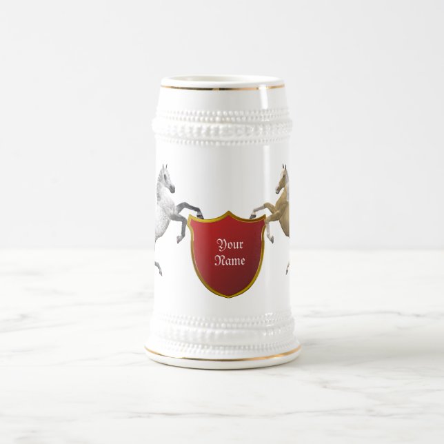 Caneca De Cerveja Cavalos cardíacos, adicione seu nome (Centro)