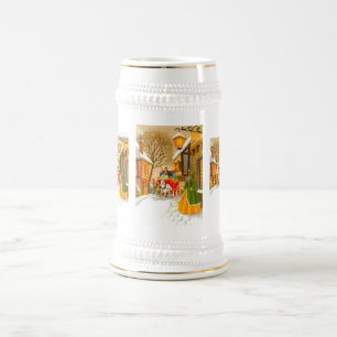 Caneca De Cerveja Cavalos e carruagems na neve