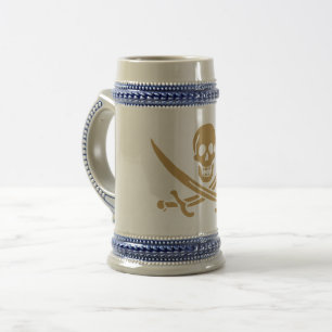 Caneca De Cerveja Caveira e Cutelo de Ouro Azteca Pirata Calico Jack