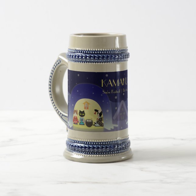 Caneca De Cerveja Celebração de Neve de Edo-Neko (Frente Esquerda)