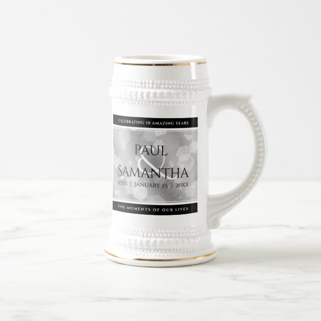 Caneca De Cerveja Celebração do Aniversário de Casamento de 10 Tin (Direita)