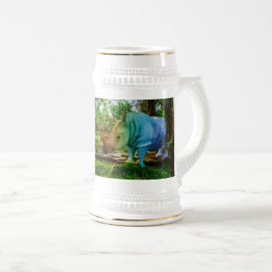 Caneca De Cerveja Cenário tropical exuberante do rinoceronte Slipper