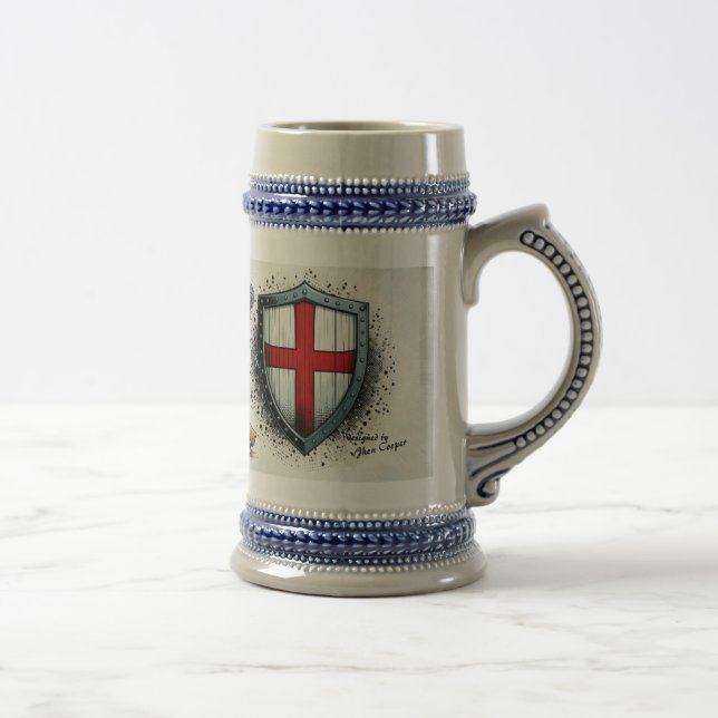 Caneca de cerveja cerâmica com design Crusader Kni (Direita)