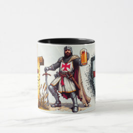 Caneca de cerveja cerâmica com design Crusader Kni