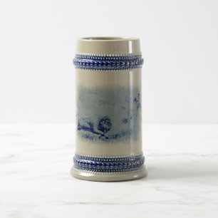 Caneca de cerveja cerâmica da caça do búfalo do