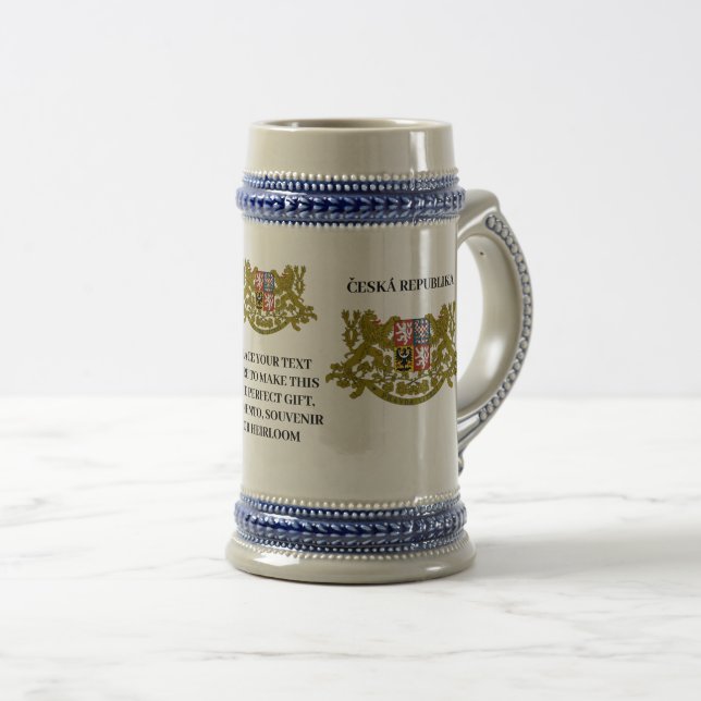 Caneca De Cerveja ČESKÁ REPUBLIKA Czechia Casaco de armas personaliz (Frente Esquerda)