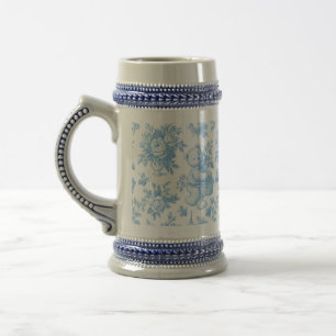 Caneca De Cerveja Chá de Bebê Urso Floral Toile Francês
