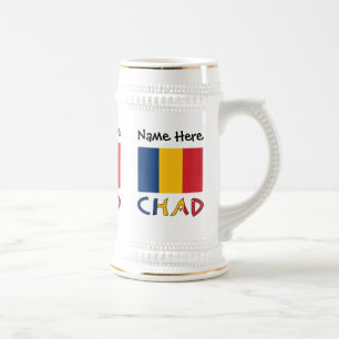 Caneca De Cerveja Chad e Bandeira Chadiana Personalizados