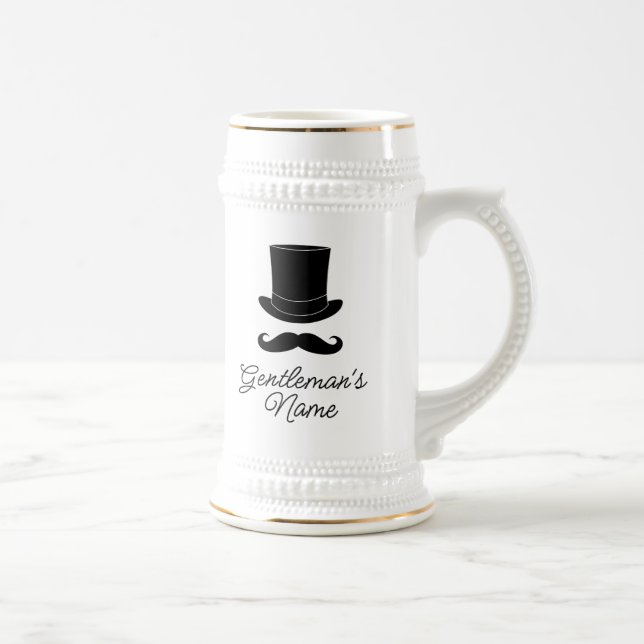 Caneca De Cerveja Chapéu de cavalheiros e costume de bigode (Direita)
