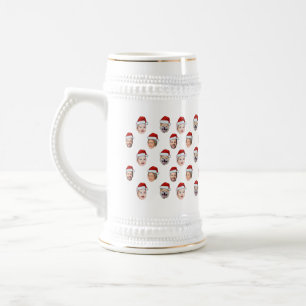 Caneca De Cerveja Chapéu de Papai Noel Rosto da Família Personalizad