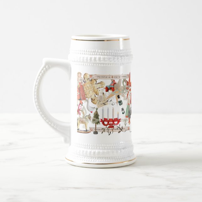 Caneca De Cerveja Charming Scandinavian Folk Christmas  (Esquerda)