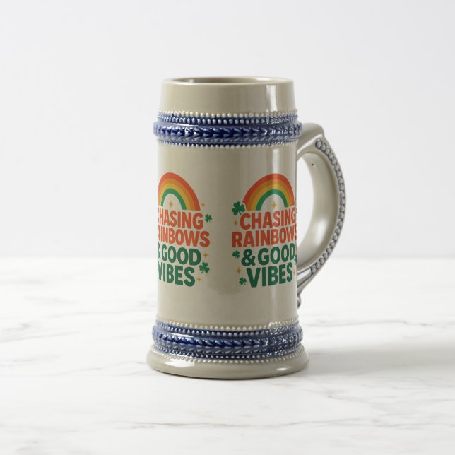 Caneca De Cerveja Chasing Rainbows & Good Vibes Mug (Frente Esquerda)