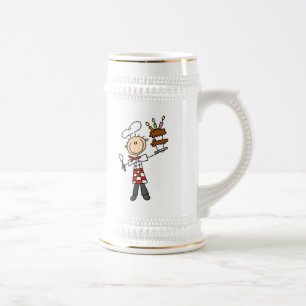 Caneca De Cerveja Chef Com Bolo De Aniversário