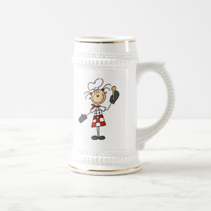 Caneca De Cerveja Chef Feminina Com Luvas e Colher de Pau