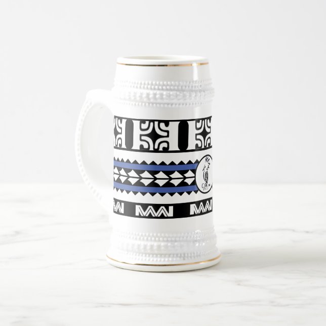 Caneca De Cerveja Chope à bière  Tribal Ethnic/Bande Bleu (Frente Esquerda)