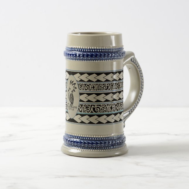 Caneca De Cerveja Chope à bière Tribal Ethnic/Bande Bleu (Frente Esquerda)