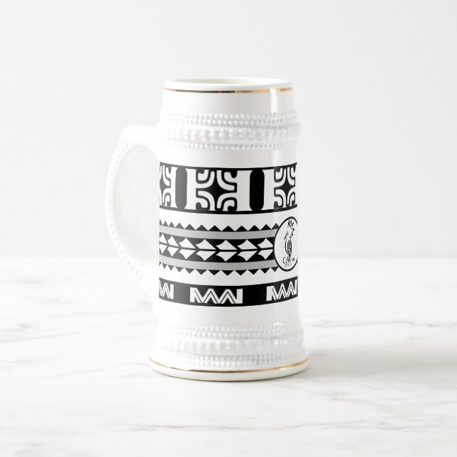 Caneca De Cerveja Chope à bière  Tribal Ethnic/Bande Gris (Frente Esquerda)