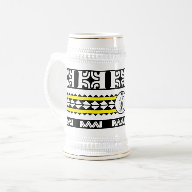 Caneca De Cerveja Chope à bière  Tribal Ethnic/Bande Jaune (Frente Esquerda)