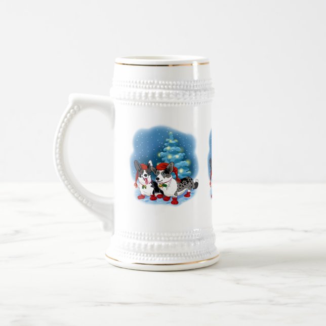Caneca De Cerveja Christmas Corgis (Esquerda)