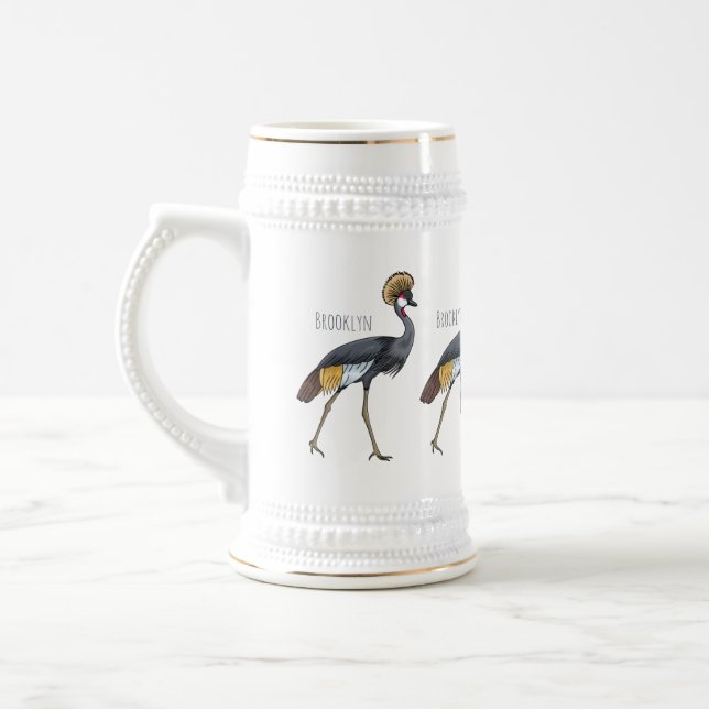 Caneca De Cerveja Cinza de desenho animado de pássaros com guindaste (Esquerda)