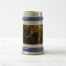 Caneca De Cerveja Cinza de Elefantes Dourados/Caneca de cerveja Azul