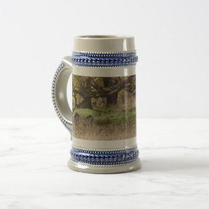 Caneca De Cerveja Cinza de Paisagem e Deers/Caneca de cerveja Azul d