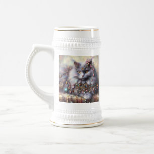 Caneca De Cerveja Cinzas de cabelo longo com pintura de gemas